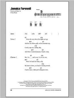 page one of Jamaica Farewell (Ukulele Chords/Lyrics)