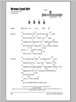 page one of Brown Eyed Girl (Ukulele Chords/Lyrics)