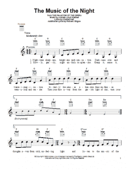 page one of The Music Of The Night (from The Phantom Of The Opera) (Ukulele)