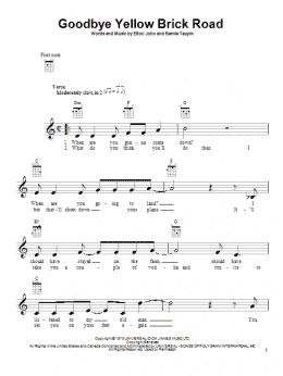 page one of Goodbye Yellow Brick Road (Ukulele)