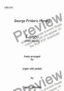 page one of Handel - Largo (from Xerxes) for organ solo