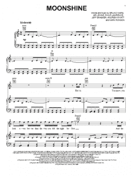 page one of Moonshine (Piano, Vocal & Guitar Chords (Right-Hand Melody))