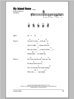 page one of My Island Home (Ukulele Chords/Lyrics)