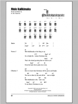 page one of Mele Kalikimaka (Ukulele Chords/Lyrics)