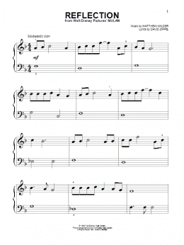 page one of Reflection (Pop Version) (from Mulan) (Beginning Piano Solo)