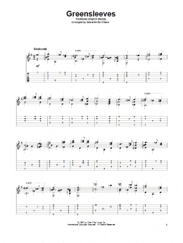 page one of Greensleeves (Solo Guitar)