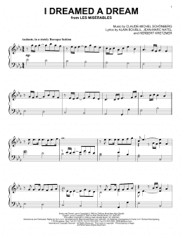 page one of I Dreamed A Dream (Piano Solo)