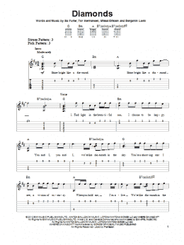 page one of Diamonds (Easy Guitar Tab)