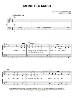 page one of Monster Mash (Easy Piano)