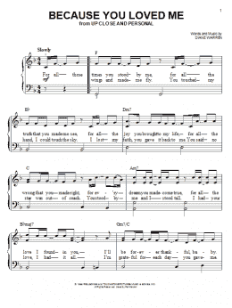 page one of Because You Loved Me (Easy Piano)