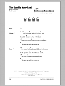 page one of This Land Is Your Land (Guitar Chords/Lyrics)