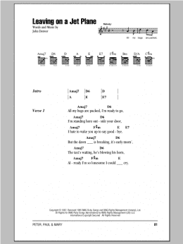 page one of Leaving On A Jet Plane (Guitar Chords/Lyrics)