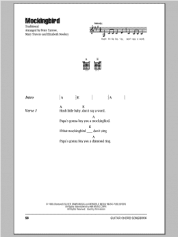 page one of Mockingbird (Guitar Chords/Lyrics)