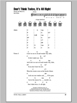 page one of Don't Think Twice, It's All Right (Guitar Chords/Lyrics)