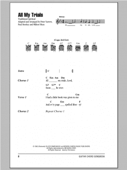 page one of All My Trials (Guitar Chords/Lyrics)