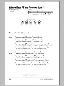 page one of Where Have All The Flowers Gone? (Guitar Chords/Lyrics)