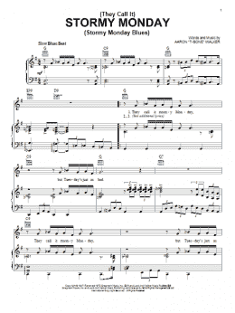 page one of (They Call It) Stormy Monday (Stormy Monday Blues) (Piano, Vocal & Guitar Chords (Right-Hand Melody))