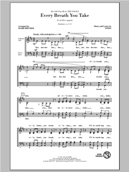 page one of Every Breath You Take (SATB Choir)