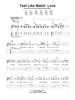 page one of Feel Like Makin' Love (Easy Guitar Tab)