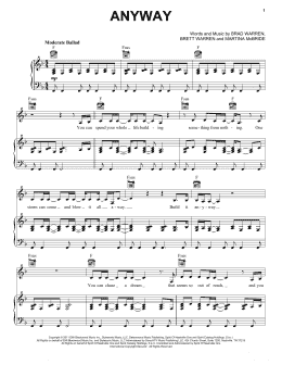 page one of Anyway (Piano, Vocal & Guitar Chords (Right-Hand Melody))
