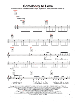 page one of Somebody To Love (Ukulele)