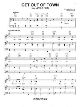 page one of Get Out Of Town (Piano, Vocal & Guitar Chords (Right-Hand Melody))