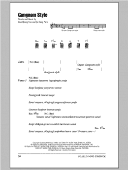 page one of Gangnam Style (Ukulele Chords/Lyrics)