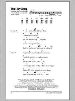 page one of The Lazy Song (Ukulele Chords/Lyrics)