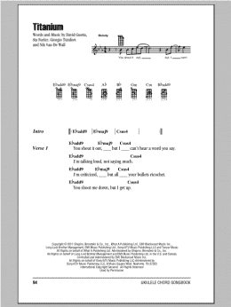 page one of Titanium (Ukulele Chords/Lyrics)