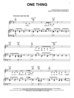 page one of One Thing (Piano, Vocal & Guitar Chords (Right-Hand Melody))