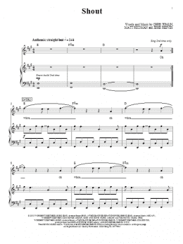 page one of Shout (Piano, Vocal & Guitar Chords (Right-Hand Melody))