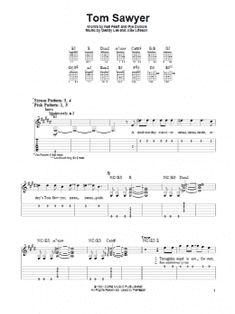 page one of Tom Sawyer (Easy Guitar Tab)