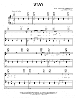 page one of Stay (Piano, Vocal & Guitar Chords (Right-Hand Melody))