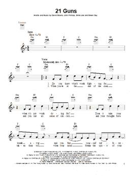 page one of 21 Guns (Ukulele)