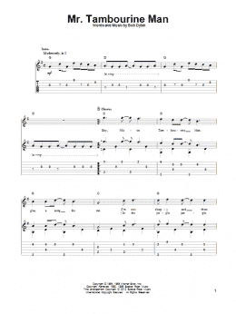 page one of Mr. Tambourine Man (Solo Guitar)