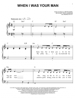 page one of When I Was Your Man (Easy Piano)