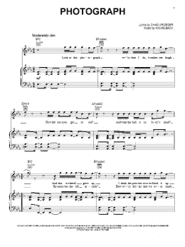 page one of Photograph (Piano, Vocal & Guitar Chords (Right-Hand Melody))