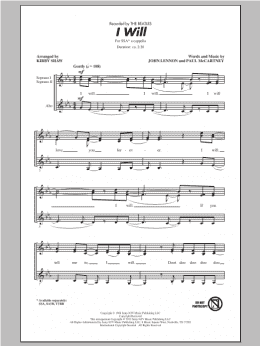 page one of I Will (SSA Choir)