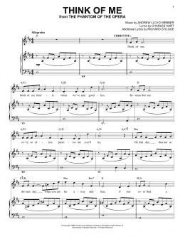 page one of Think Of Me (from The Phantom Of The Opera) (Piano & Vocal)