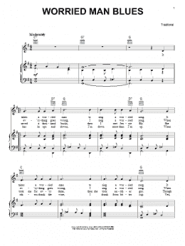 page one of Worried Man Blues (Piano, Vocal & Guitar Chords (Right-Hand Melody))