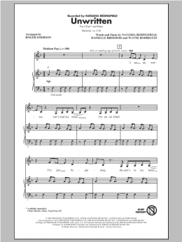 page one of Unwritten (2-Part Choir)