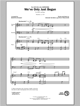 page one of We've Only Just Begun (SAB Choir)