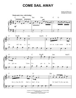 page one of Come Sail Away (Very Easy Piano)