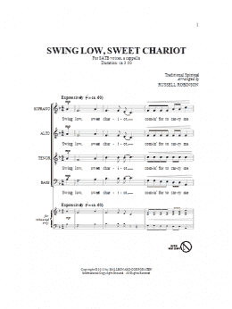 page one of Swing Low, Sweet Chariot (SATB Choir)