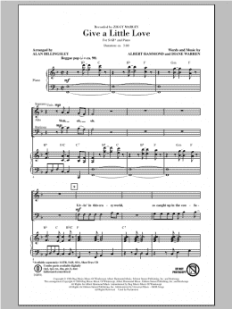 page one of Give A Little Love (arr. Alan Billingsley) (SAB Choir)