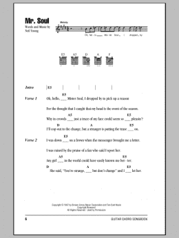 page one of Mr. Soul (Guitar Chords/Lyrics)