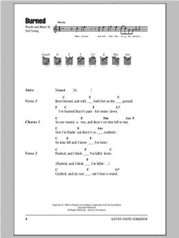 page one of Burned (Guitar Chords/Lyrics)