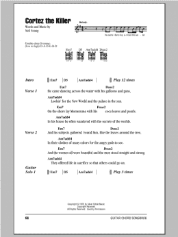 page one of Cortez The Killer (Guitar Chords/Lyrics)