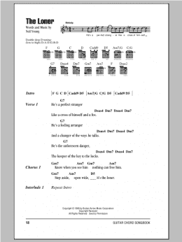 page one of The Loner (Guitar Chords/Lyrics)