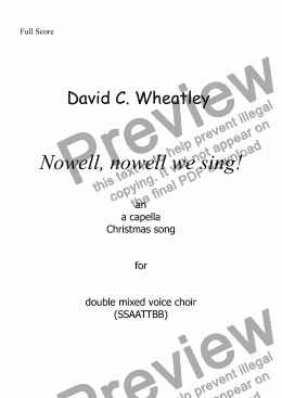 page one of Nowell, nowell we sing! by David Wheatley for a capella mixed double choir